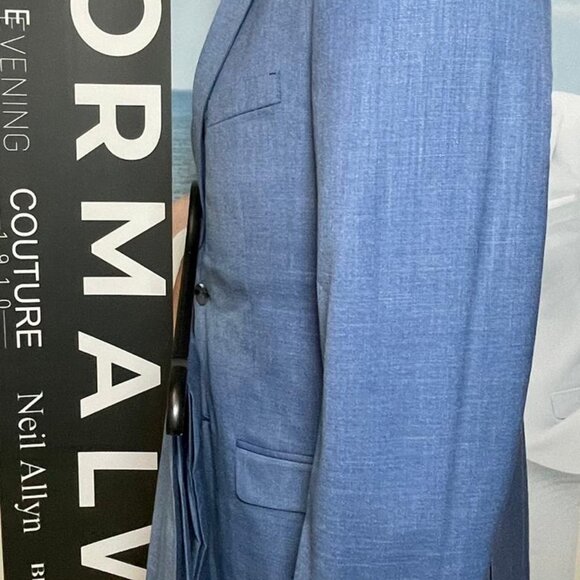 SUIT: COAT AND PANT; CORN FLOWER BLUE DESIGNER COUTURE 1910 - Picture 5 of 5